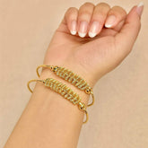 Zircon Kara Bracelet-09 (Golden) (Openable)